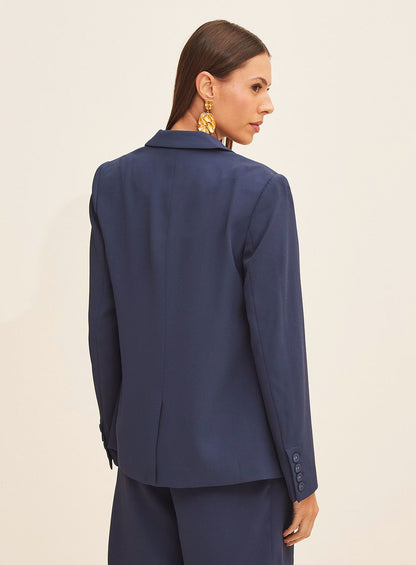 Blazer Feminino Alfaiataria Acinturado Forum Azul Marinho