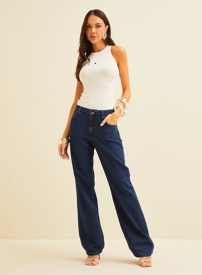 Calça Jeans Raquel Wide Leg Forum Índigo Escuro