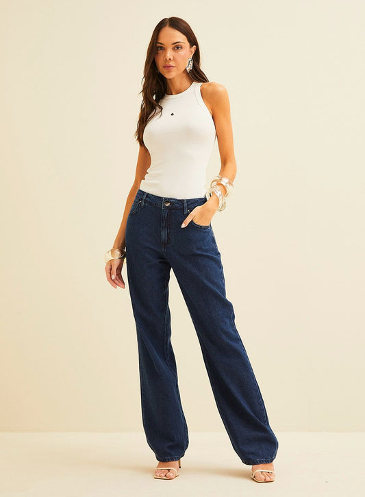 Calça Jeans Raquel Wide Leg Forum Índigo Escuro